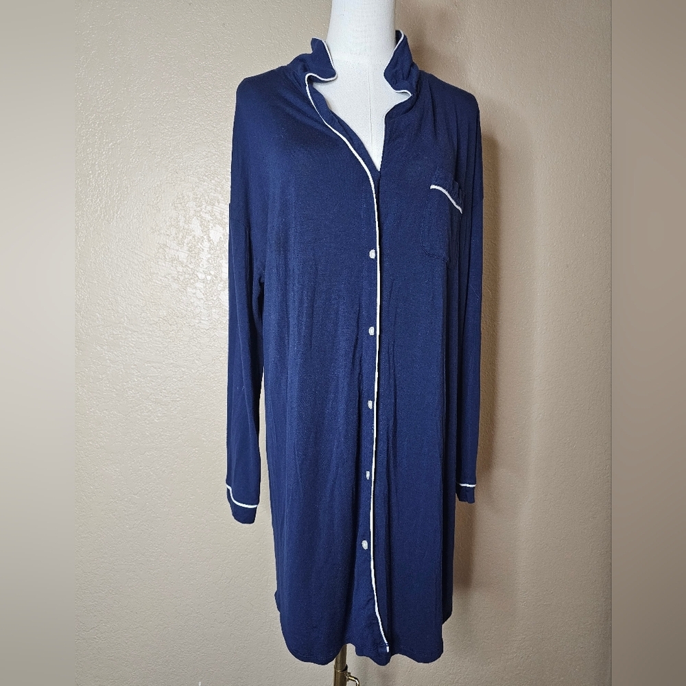 STARS ABOVE Sleep Shirt Blue Perfectly Cozy LongSle Navy Blue Button-Up Cardigan